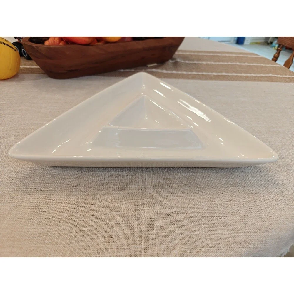 Pfaltzgraff Triangle White Dip Tray Mid Century Modern Perfect Serving Dish